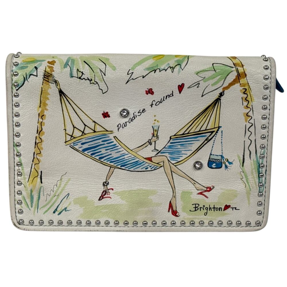 Brighton Cream and Blue Crossbody Bag with Elegant Design